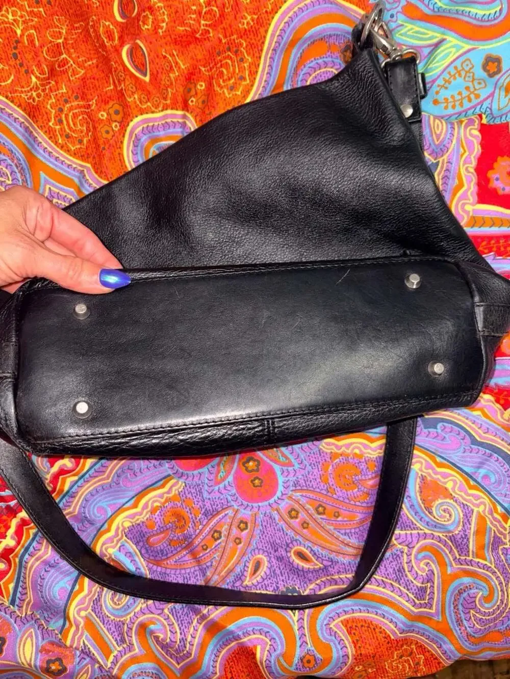 Valentina Genuine Italian Leather Black Hobo Shoulder Bag